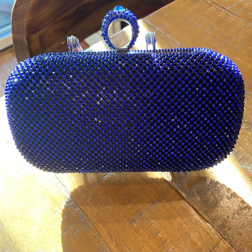 Elegant Blue Crystal Clutch